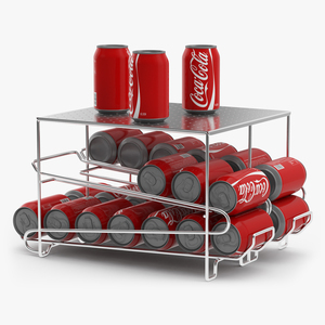 2 Tier Can Rack Organizer Chrome with Cola Cans 3D