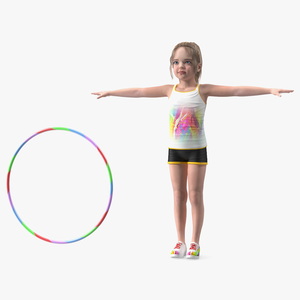 Girl Child Sport Style with Hoop T-Pose 3D model