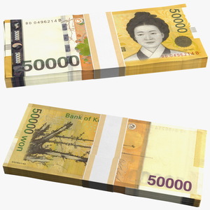 3D South Korean 50000 Won Banknote Bundle model