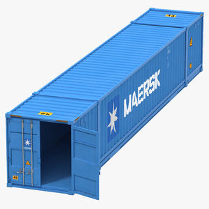 3D model 53 ft Shipping ISO Container Blue 2