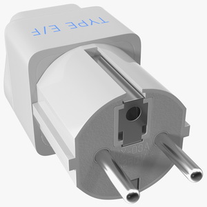 Type E F Universal Plug Adapter White 3D