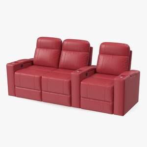 3D Valencia Home Theater Seating Row of 3 Loveseat Red