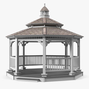 3D Vintage Garden Wooden Gazebo model