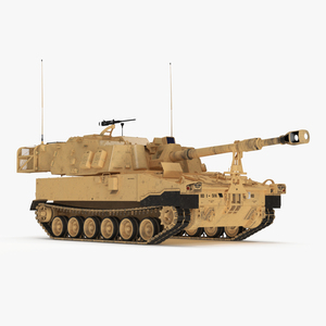 3D M109 Paladin Howitzer Beige Color model