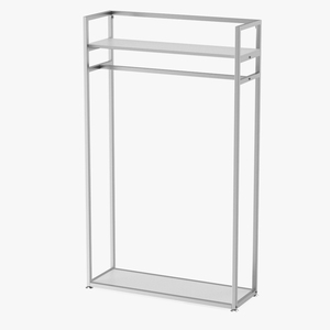 3D Silver Cloth Rack with Shelf model