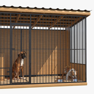 3D model Kennel with Dogs Fur