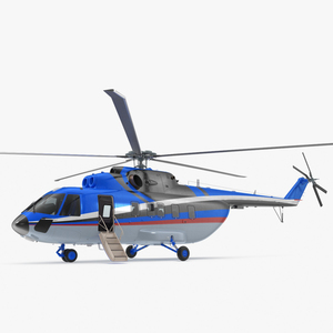 3D Interethnic Helicopter MI-171 A3 Blue Rigged for Cinema 4D model