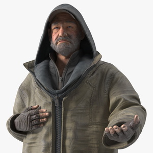 3D Homeless Old Man Rigged model