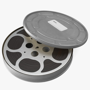 Vintage Metal Movie Reel and Case Tin 3D