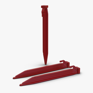 Plastic Tent Stake Red 3D