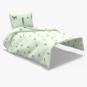 3D Blanket and Pillow for Children IKEA BARNDROM Cat Pattern Green model