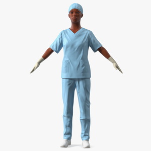 3D Female Medical Professional in Scrubs Fur