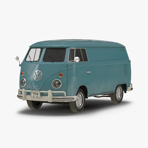 Volkswagen Type 2 Panel Van Blue 3D