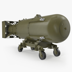 3D model Nuclear Little Boy Bomb on Carriage