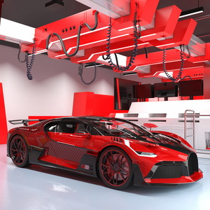 Racing Pit Garage and Luxury Hypercar 3D