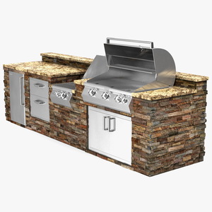 3D FireMagic Built in Outdoor BBQ Kitchen model