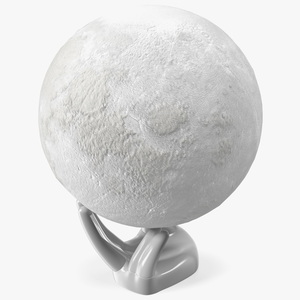 3D model Lunar Globe Lamp on Stand White Light On