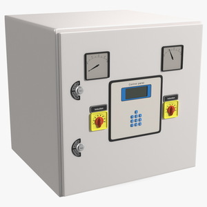 Industrial Control Panel with Gauges and Keypad 3D