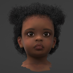 3D African Baby Girl Light Skin Head model