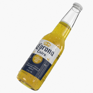 Cold Corona Glass Bottle Beer 12oz 3D model