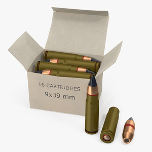 3D Box of 9x39mm Cartridge model