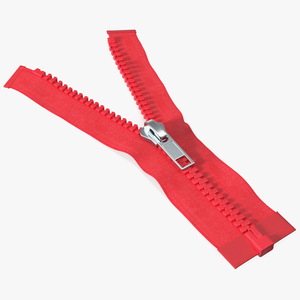 3D model One Sided Plastic Zipper Opened Red