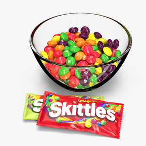 Skittles Candies in Bowl with Package 3D