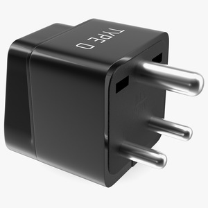 3D Type D Electrical Plug Adapter Black