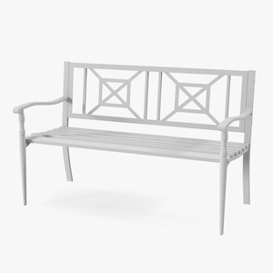 Metal Park Bench White 3D