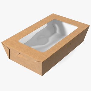 3D model Medium Kraft Salad Box with Clear Window