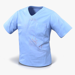 Surgeon Blue Scrubs Shirt Blood Stained 3D model