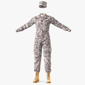 3D Female US Soldier Military ACU Uniform model