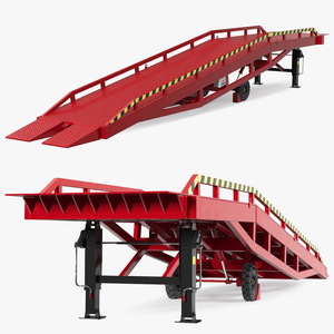 3D Mobile Loading Dock Ramp Red model