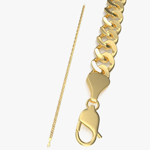 Golden Curb Chain 3D