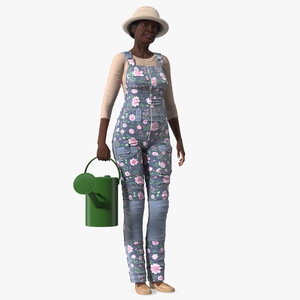 3D model Afro American Grandma Gardener Style Standing