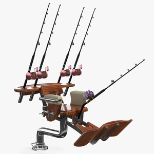 3D Fishing Chair with Rods model