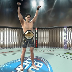 3D model UFC Fighting Arena with MMA Champion Fur