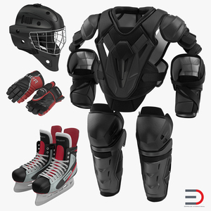 3D Hockey Protective Gear Kit 3 model