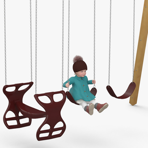 Little Girl on Swing Fur 3D model