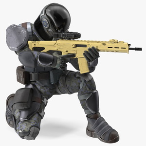 3D Concept Futuristic Soldier Aiming Pose model