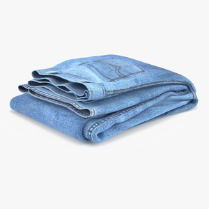 3D Folded Denim Blue Jeans model