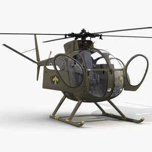 3D Light Helicopter Hughes OH 6 Cayuse Rigged Military