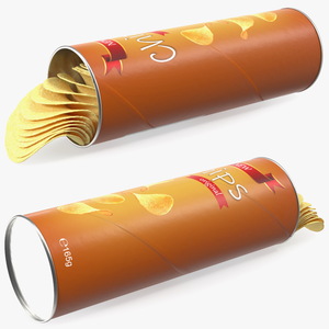 3D model Open Tube of Potato Chips