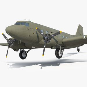 3D model Vintage Military Cargo Plane Rigged