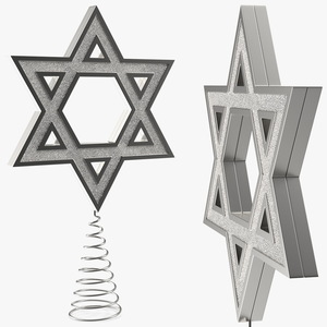 Star of David Tree Topper Silver 3D