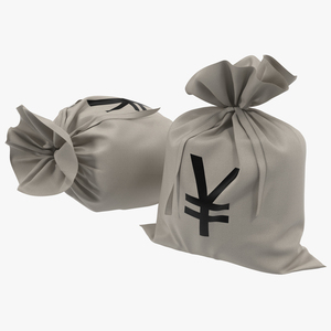 3D Money Bag Yen model