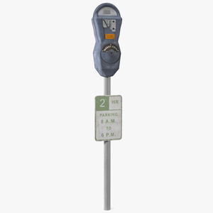 Digital Parking Meter with Sign Dirty 3D