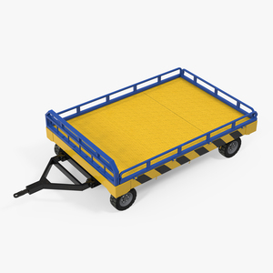 Airport Transport Trailer Low Bed Platform Rigged 3D model