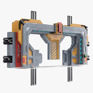 Sci Fi Reinforced Sliding Gate Rigged 3D