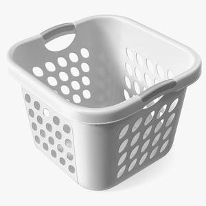 3D model Plastic Laundry Basket Square White